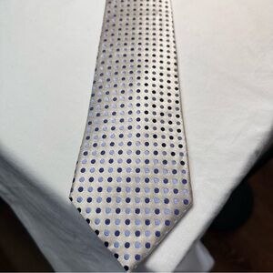 Geoffrey Beene Silver Tie with Blue Dots